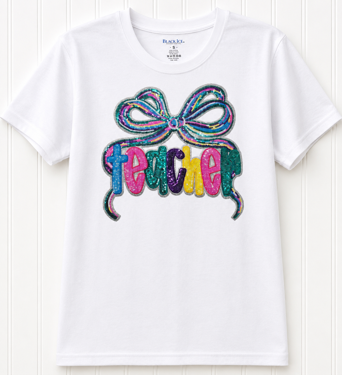 Teacher Sequin Bow T-Shirt