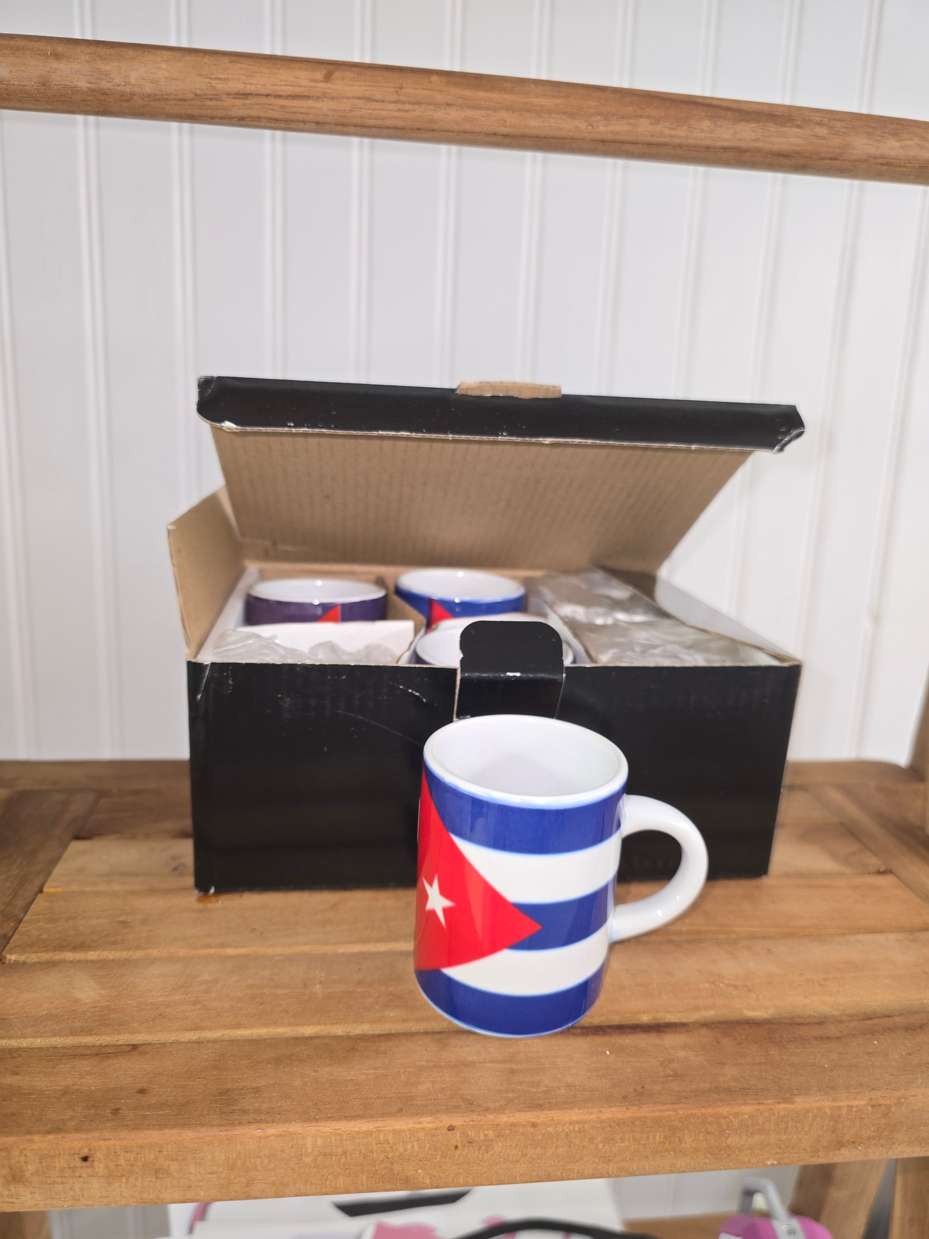 Cuban Flag Espresso Mug Set – 6 Pack 3 oz Ceramic Cups