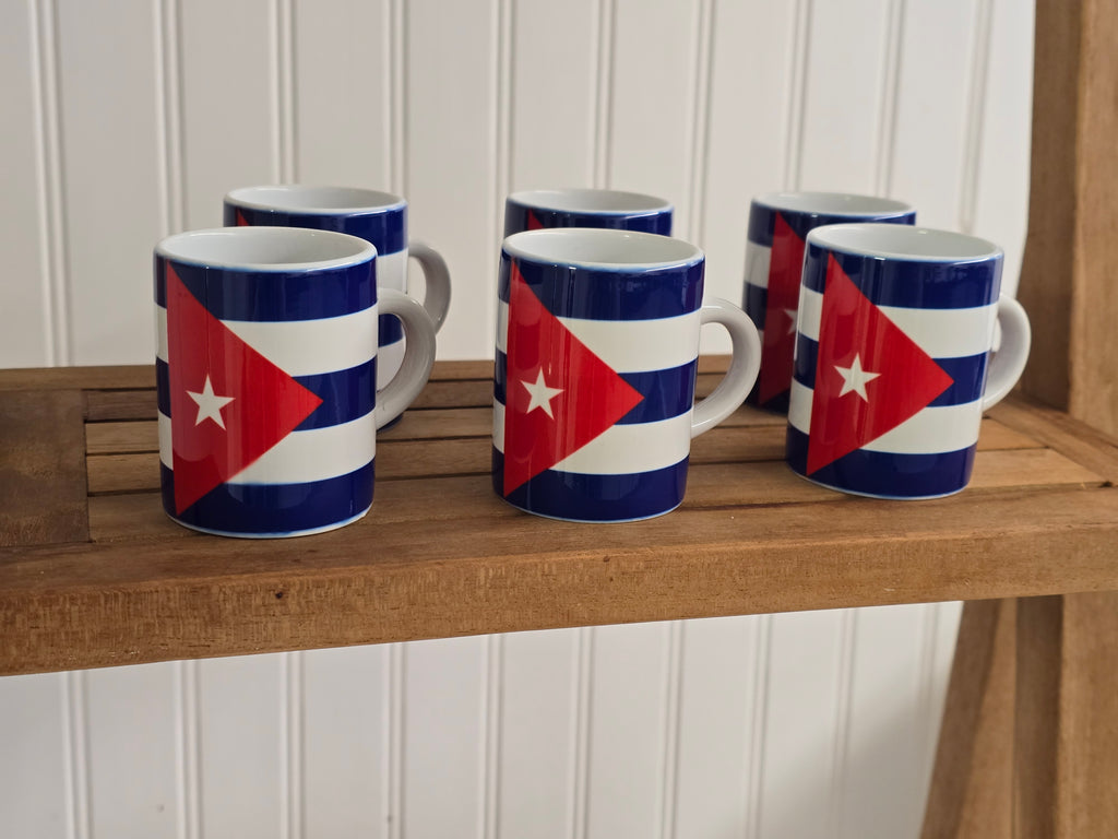 Cuban Flag Espresso Mug Set – 6 Pack 3 oz Ceramic Cups