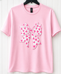 Pink Heart Bow Girls T-Shirt