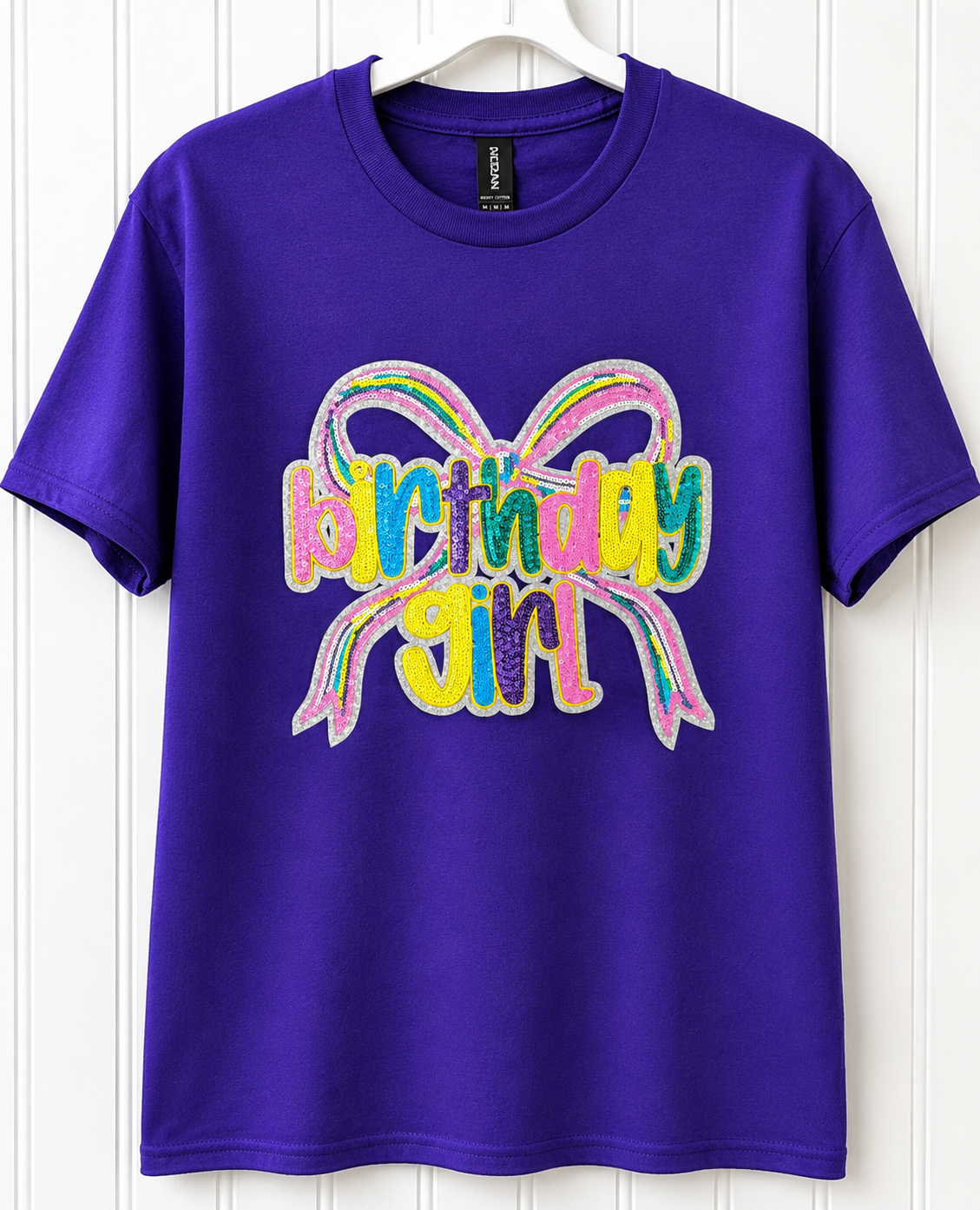 Birthday Girl Rainbow Bow T-Shirt