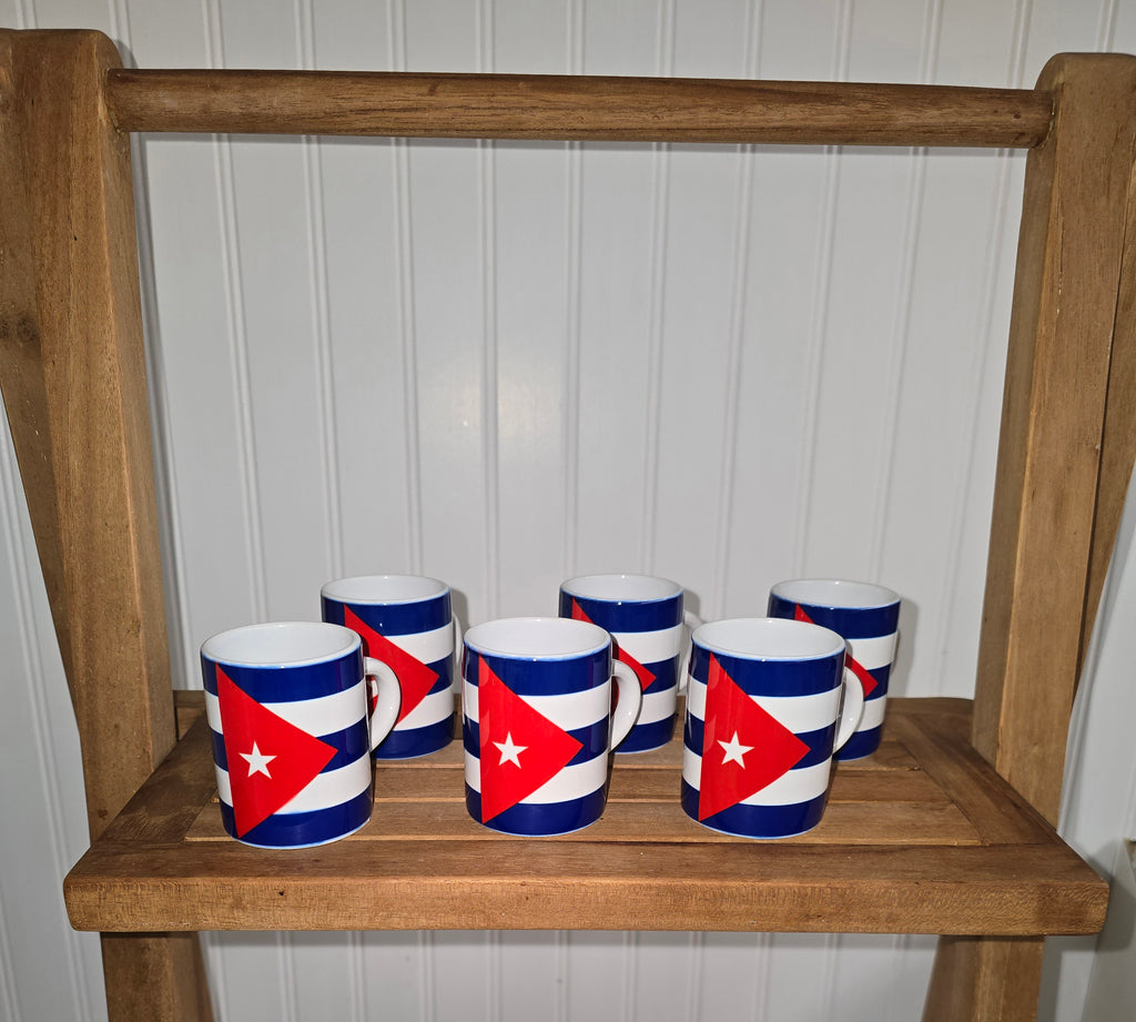 Cuban Flag Espresso Mug Set – 6 Pack 3 oz Ceramic Cups