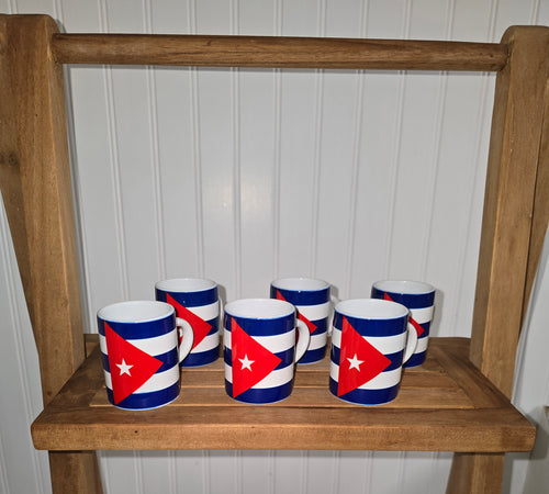 Cuban Flag Espresso Mug Set – 6 Pack 3 oz Ceramic Cups