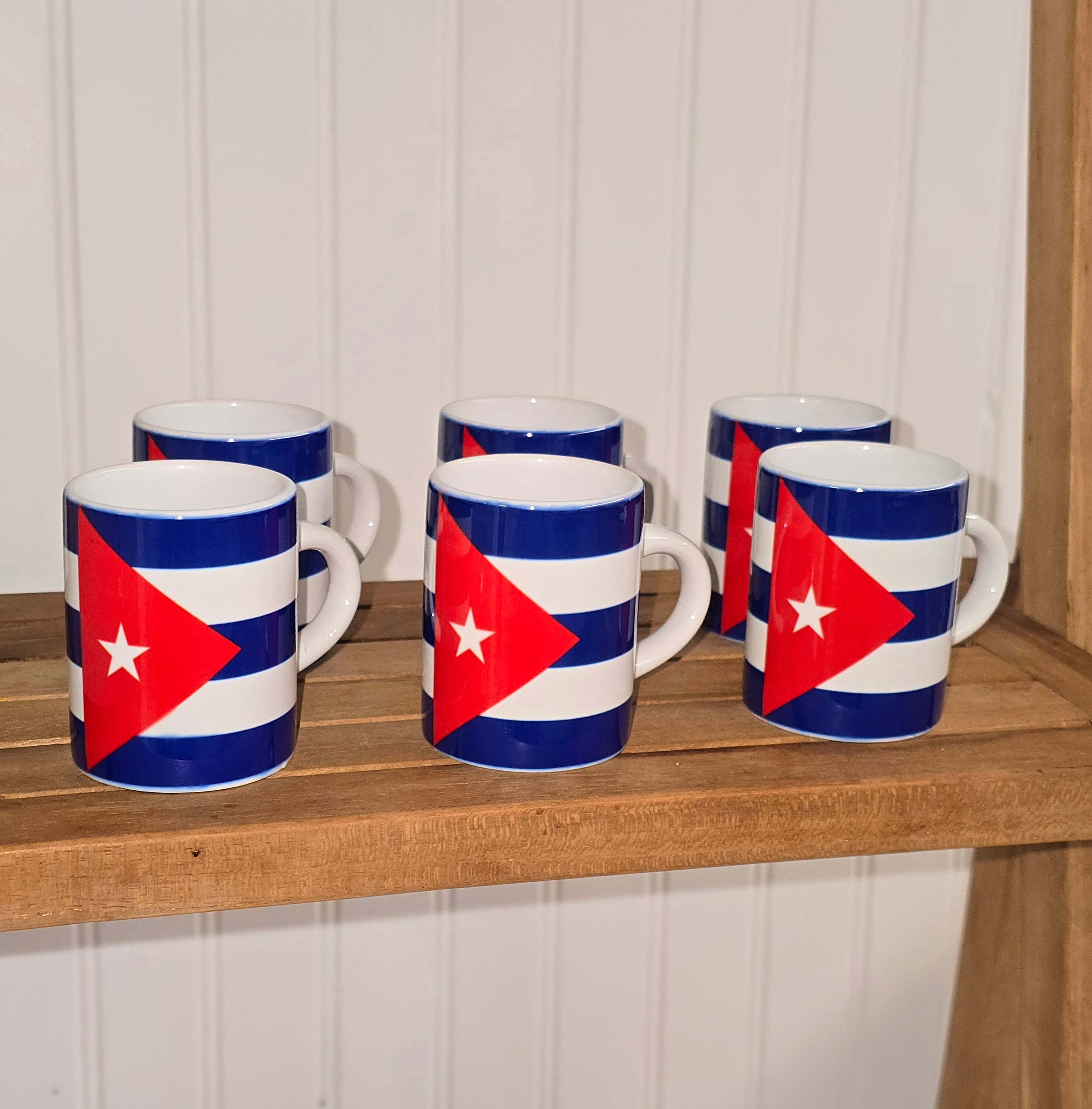 Cuban Flag Espresso Mug Set – 6 Pack 3 oz Ceramic Cups