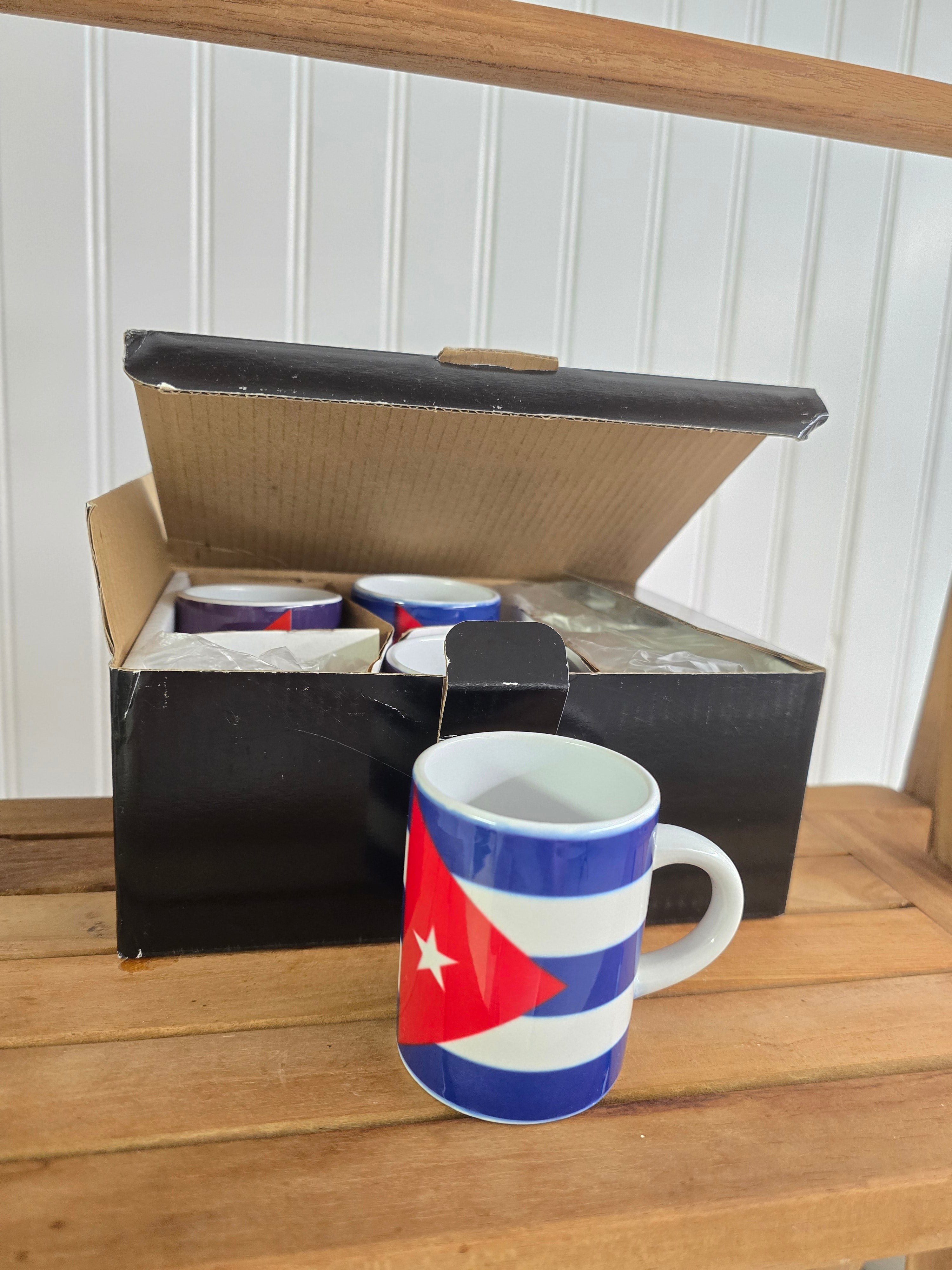 Cuban Flag Espresso Mug Set – 6 Pack 3 oz Ceramic Cups